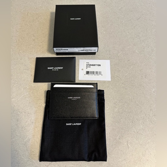 BNW SAINT LAURENT PARIS CARD CASE IN GRAIN BLACK LEATHER - Picture 1 of 8